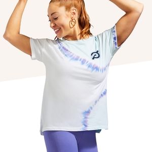 NWT Peloton Tie-Dye Vintage Pleat Back Short Sleeve Sunburst Tee. Small